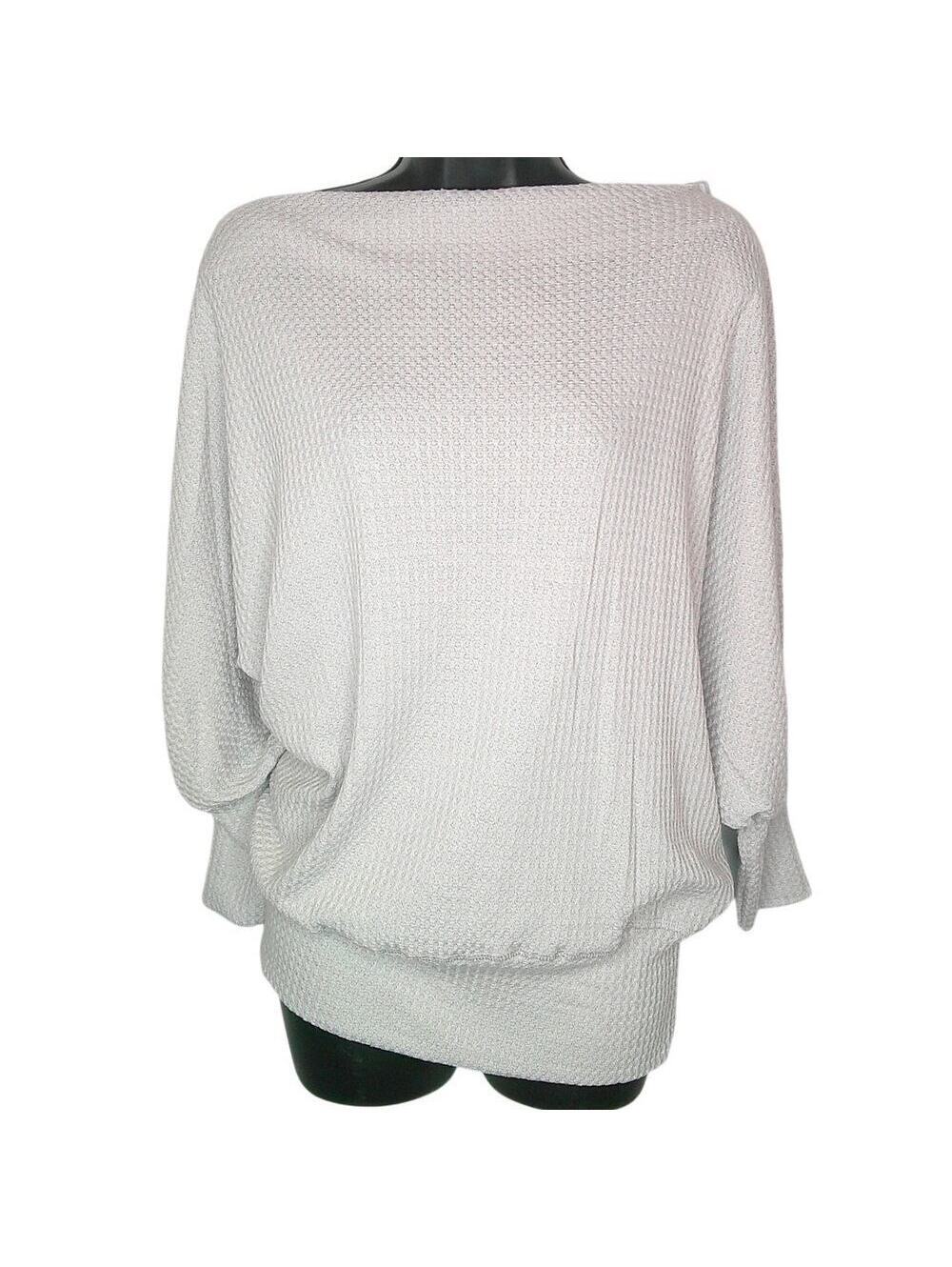 Easel Gray Waffle Knit Long Sleeve Shirt Women's Medium New